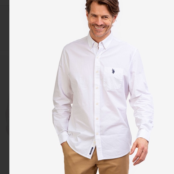 U.S. Polo Assn. Long Sleeve Button Down Shirt /White/SMALL 14"- 14 1/2… - Picture 1 of 7